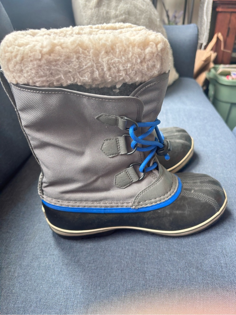 Waterproof Sorel Kids Gray & Blue Winter Snow Boots